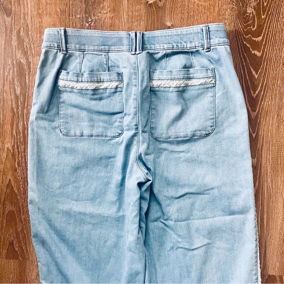 Democracy Absolution Light Wash Blue Denim Jeans Wide Leg Metallic Tweed Detail - Picture 8 of 10